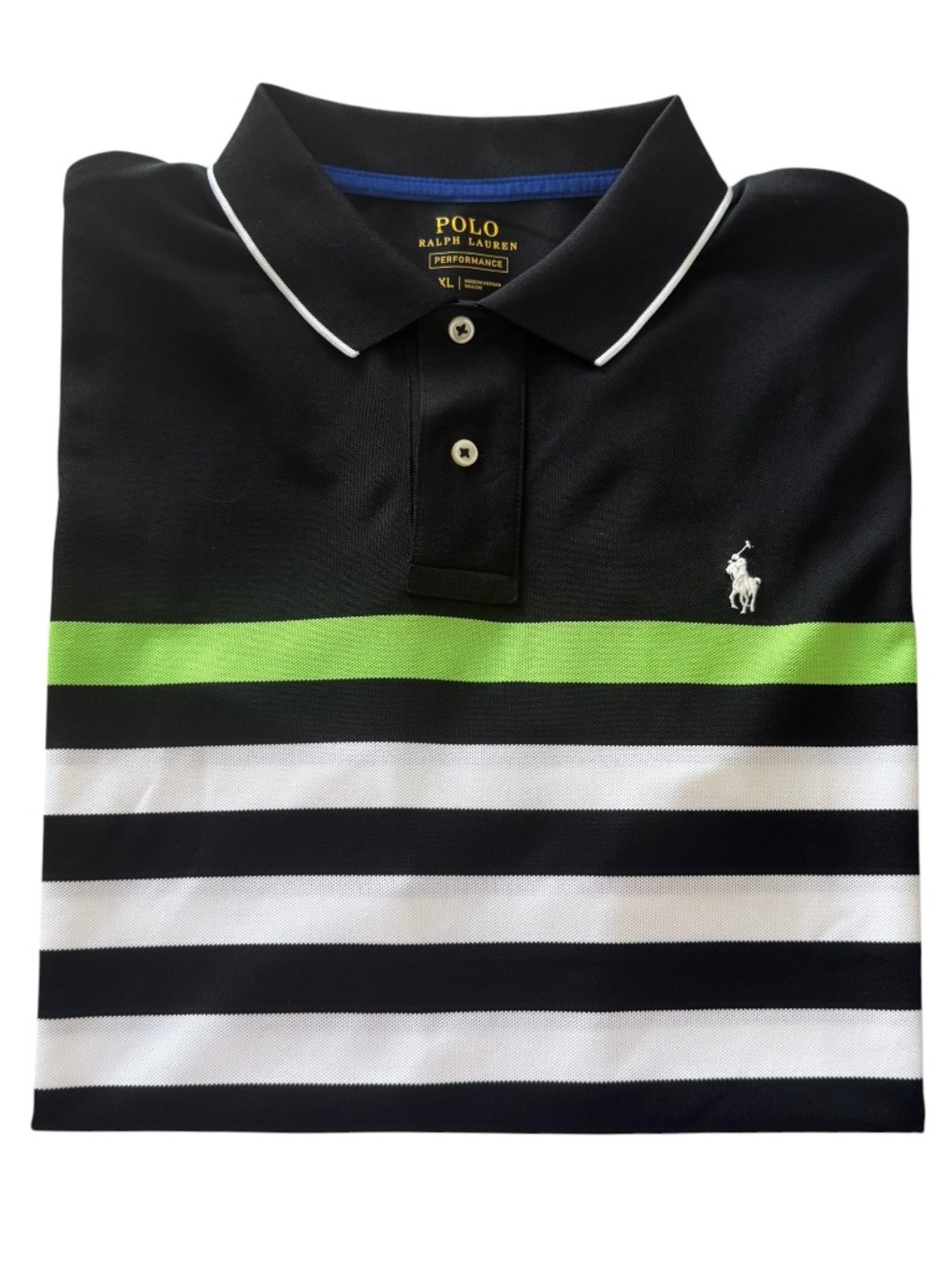 Polo Ralph Lauren Performance White & Black Stripe Polo Shirt XL Mens